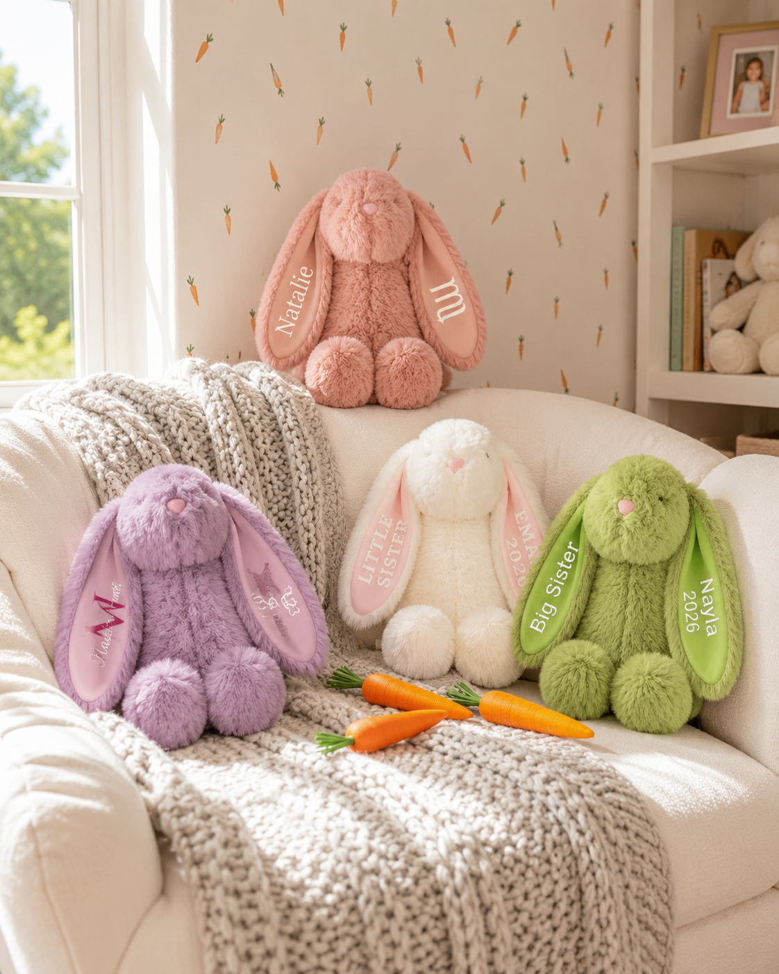 Personalized Baby Bunny Plush | Custom Birth Stats | Newborn & Baby Shower Gift