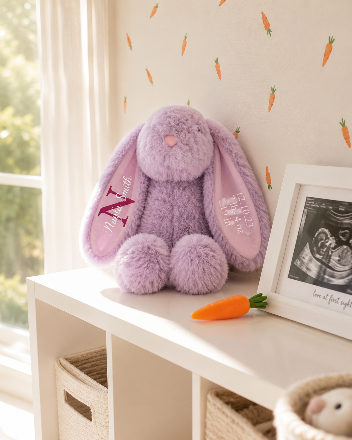 Personalized Baby Bunny Plush | Custom Birth Stats | Newborn & Baby Shower Gift