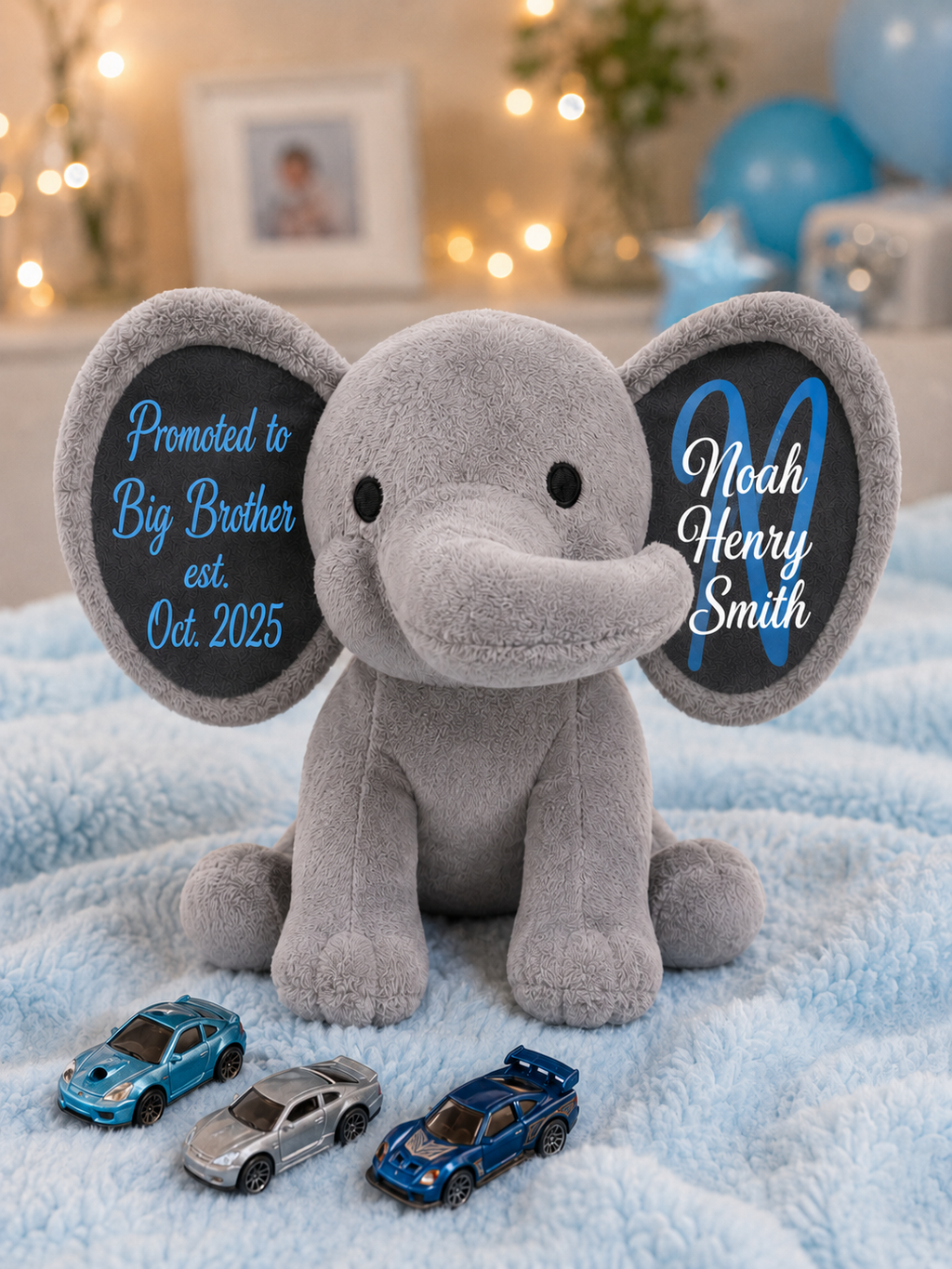 Personalized Baby Elephant Plush | Promoted to Big Brother