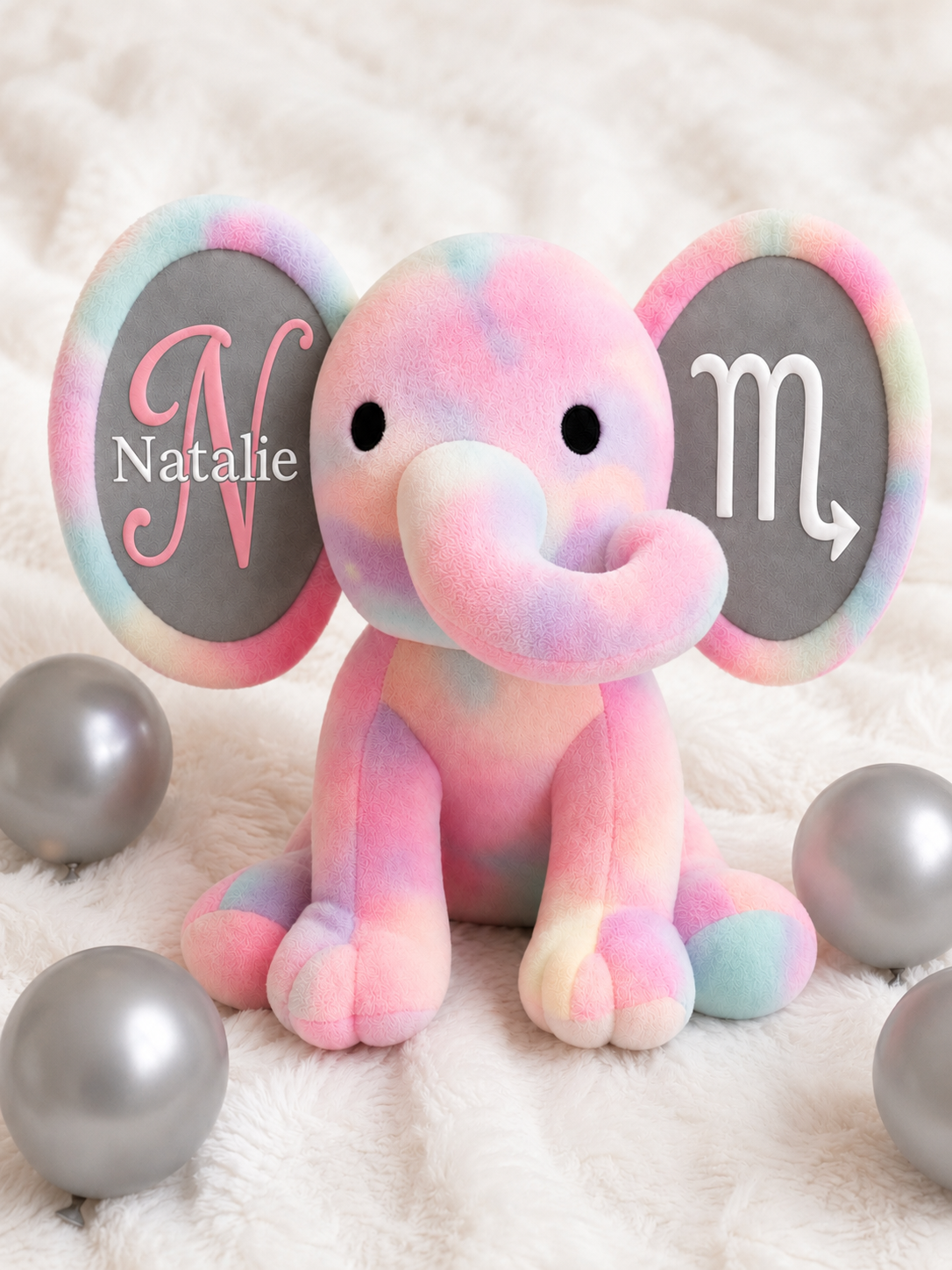 Personalized Zodiac Elephant Plush | Custom Name & Zodiac Sign | Astrology Gift