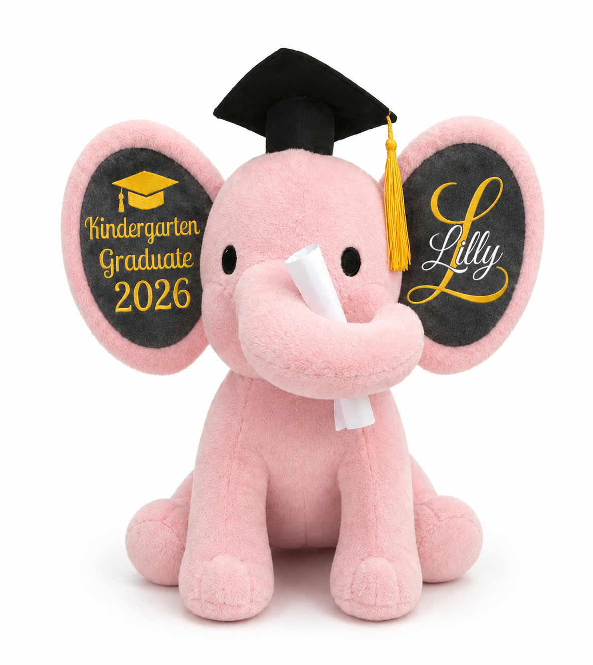 Personalized Kindergarten Graduation Elephant Plush | Custom Name | Grad Keepsake Gift