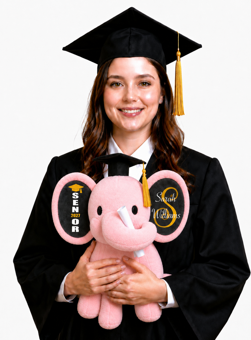 Personalized Senior 2027 Elephant Plush | Custom Name | Graduation Keepsake Gift