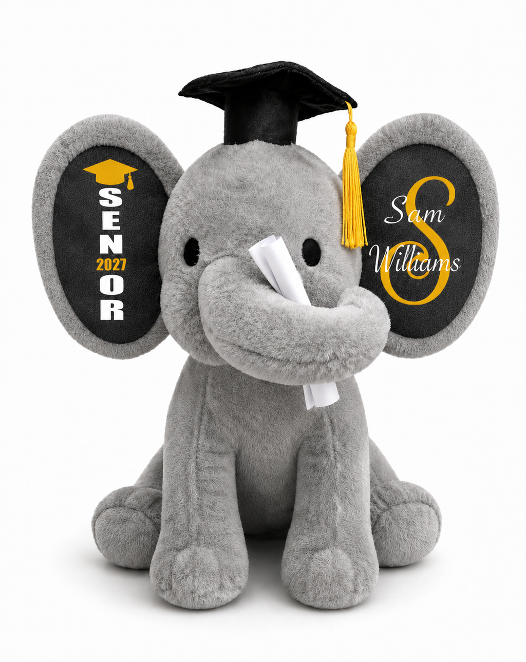 Personalized Senior 2027 Elephant Plush | Custom Name | Graduation Keepsake Gift