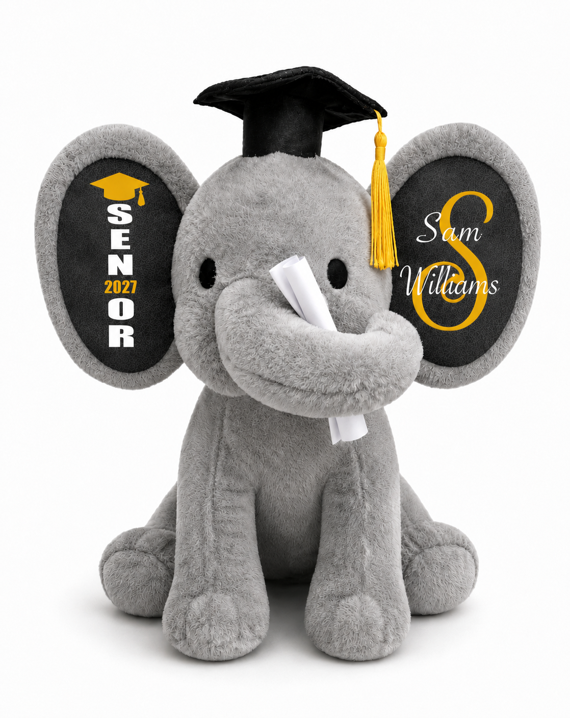 Personalized Senior 2027 Elephant Plush | Custom Name | Graduation Keepsake Gift