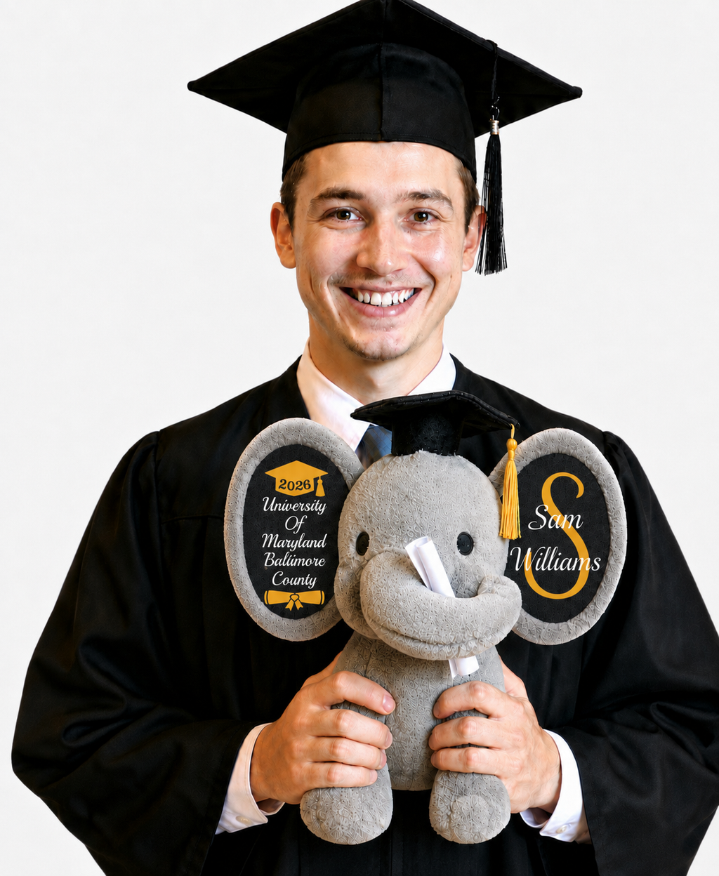 Personalized Graduation Elephant Plush | Custom Name & School | Grad Keepsake Gift