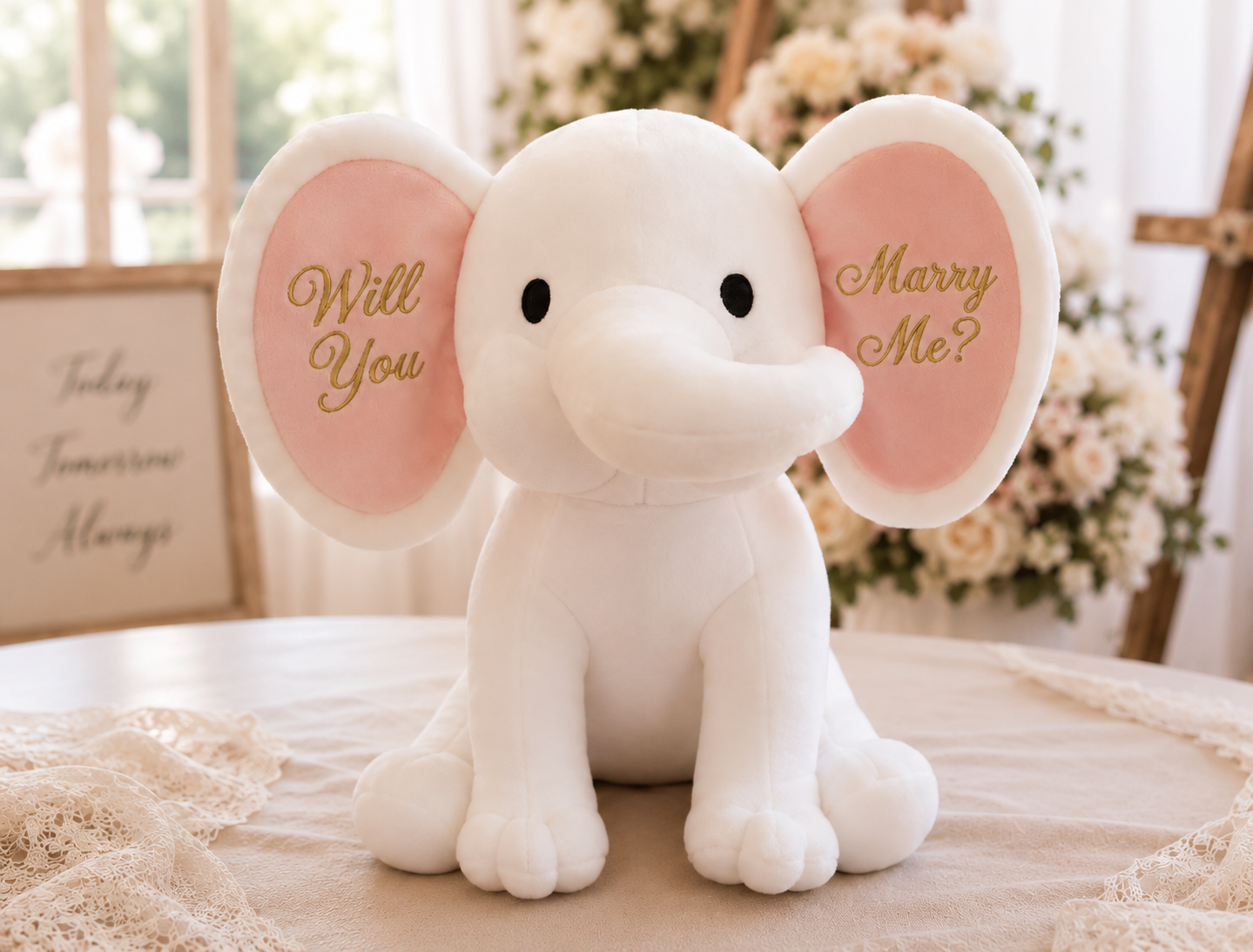 Will You Marry Me Elephant Plush | Personalized Proposal Gift | Engagement Keepsake