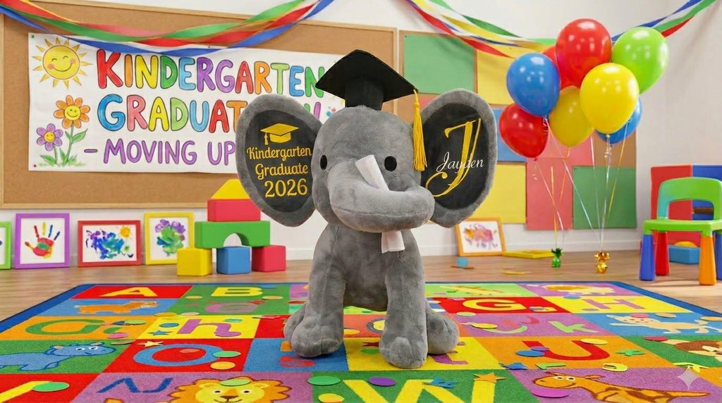 Personalized Kindergarten Graduation Elephant Plush | Custom Name | Grad Keepsake Gift