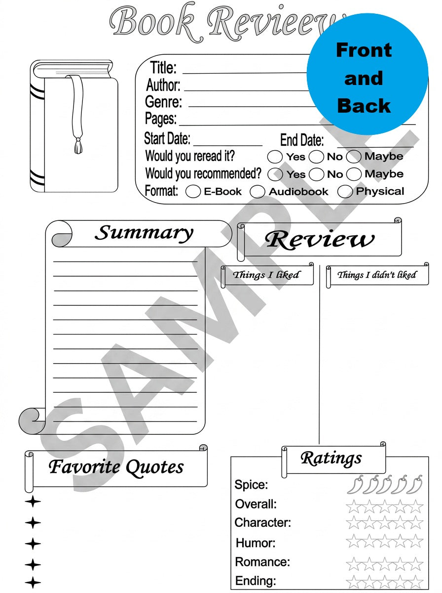 A5 Reading Journal Refill Pages | Book Tracker, TBR, Review & More