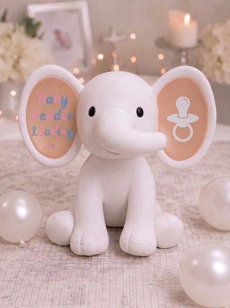 UV Gender Reveal Elephant Plush | Color-Changing Baby Reveal Stuffed Animal