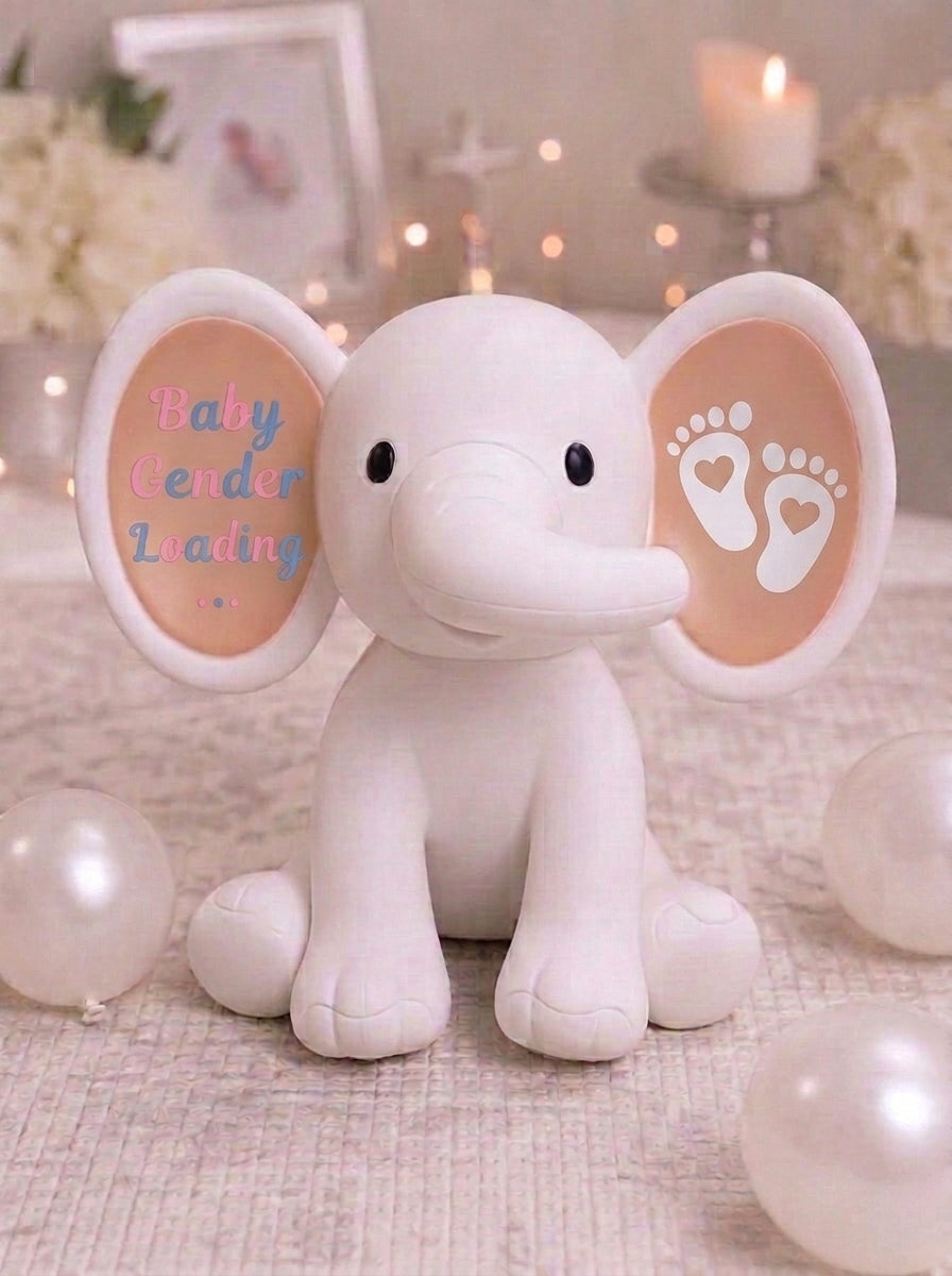 UV Gender Reveal Elephant Plush | Color-Changing Baby Reveal Stuffed Animal