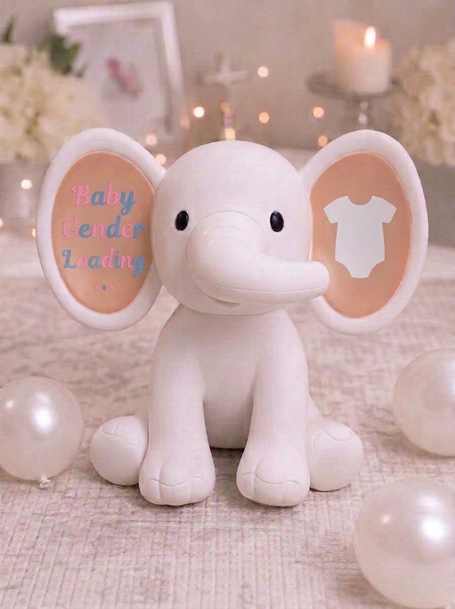 UV Gender Reveal Elephant Plush | Color-Changing Baby Reveal Stuffed Animal