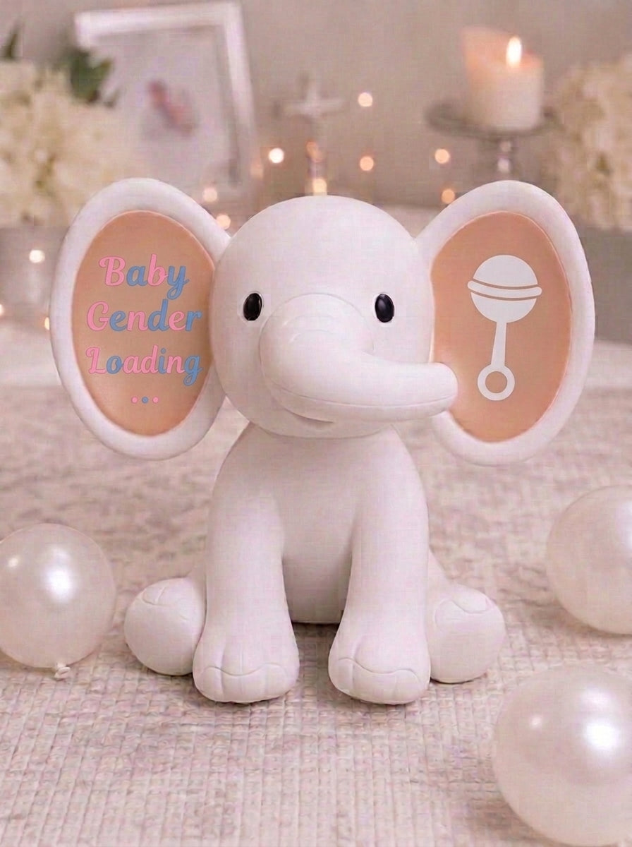 UV Gender Reveal Elephant Plush | Color-Changing Baby Reveal Stuffed Animal