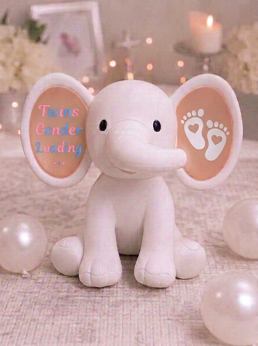 UV Gender Reveal Elephant Plush | Color-Changing Baby Reveal Stuffed Animal