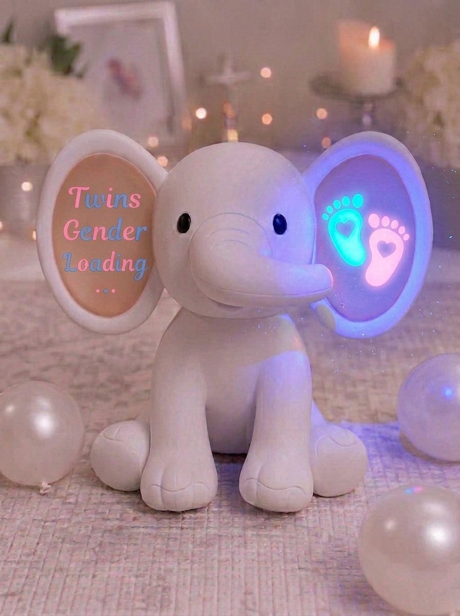 UV Gender Reveal Elephant Plush | Color-Changing Baby Reveal Stuffed Animal